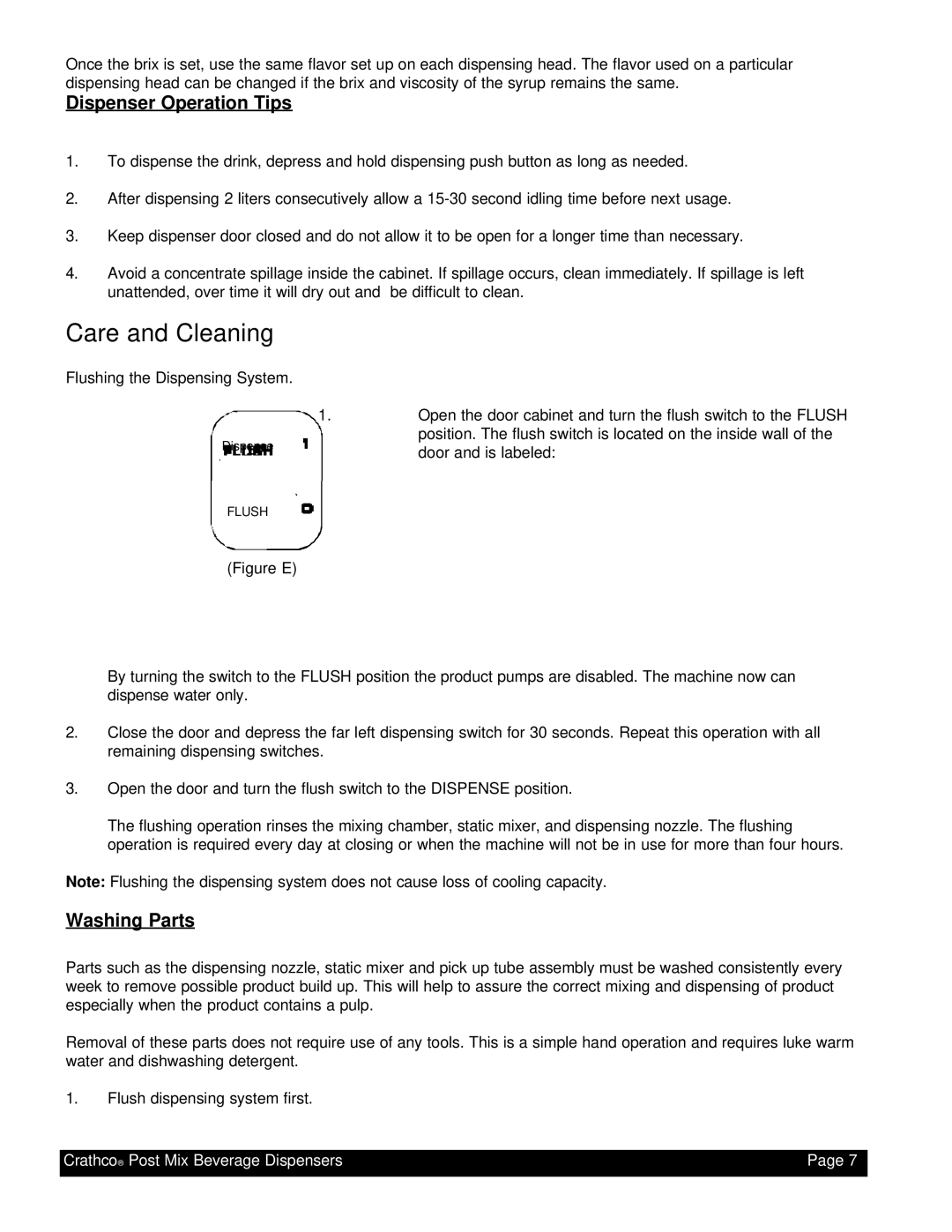 Grindmaster PM45-B, PM4-B instruction manual Dispenser Operation Tips, Washing Parts 