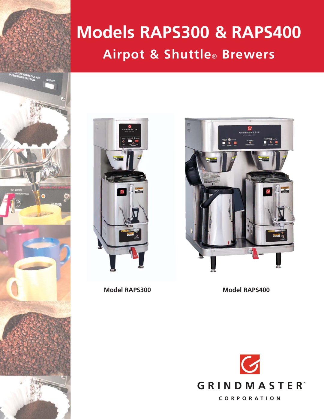 Grindmaster manual Models RAPS300 & RAPS400, Airpot & Shuttle Brewers 