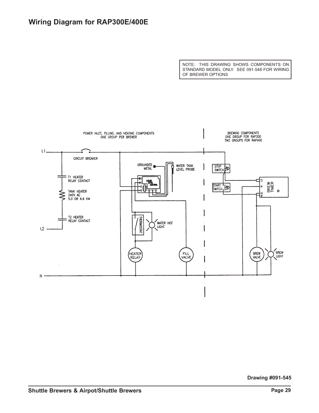 Grindmaster RAPS300E, RAP400E, RAPS400E instruction manual Wiring Diagram for RAP300E/400E 