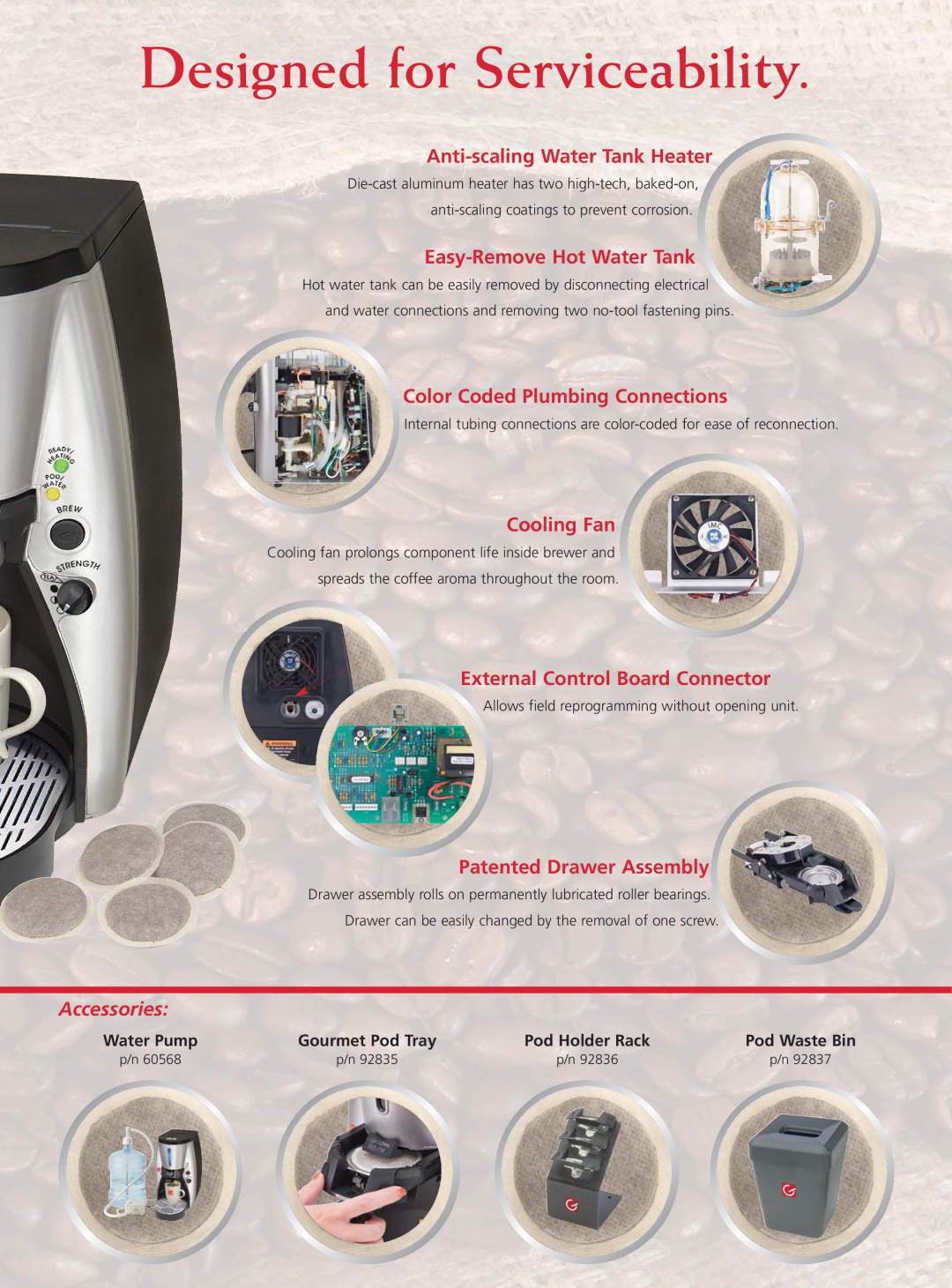 Grindmaster Single Cup Pod Brewer Designed for Serviceability, Anti-scaling Water Tank Heater, Easy-Remove Hot Water Tank 