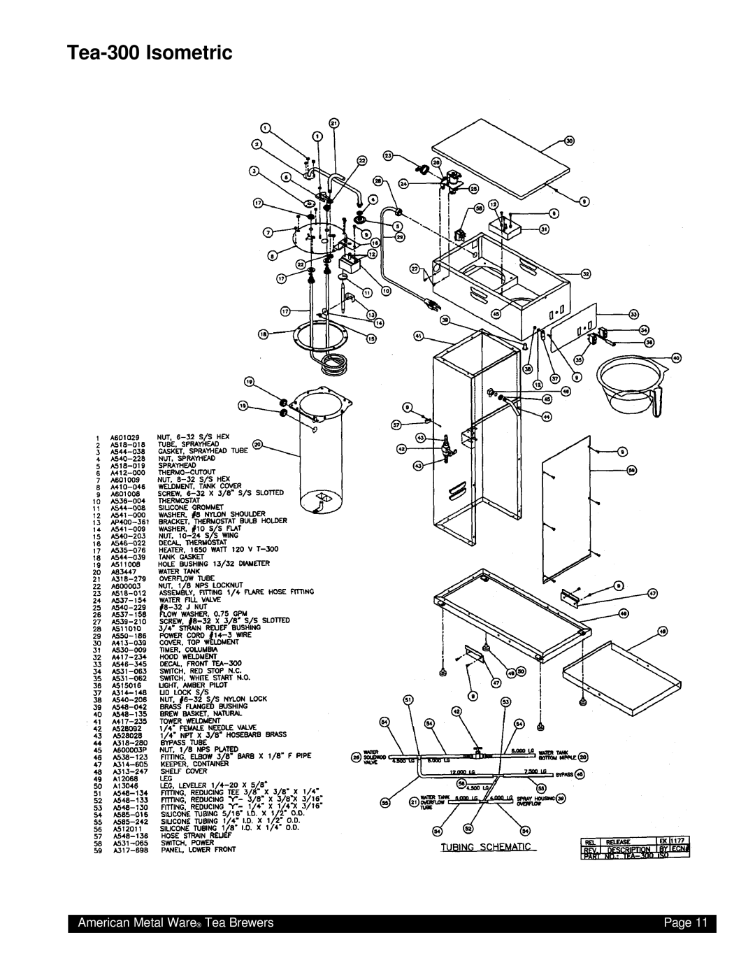 Grindmaster TEA-300 instruction manual Tea-300 Isometric 