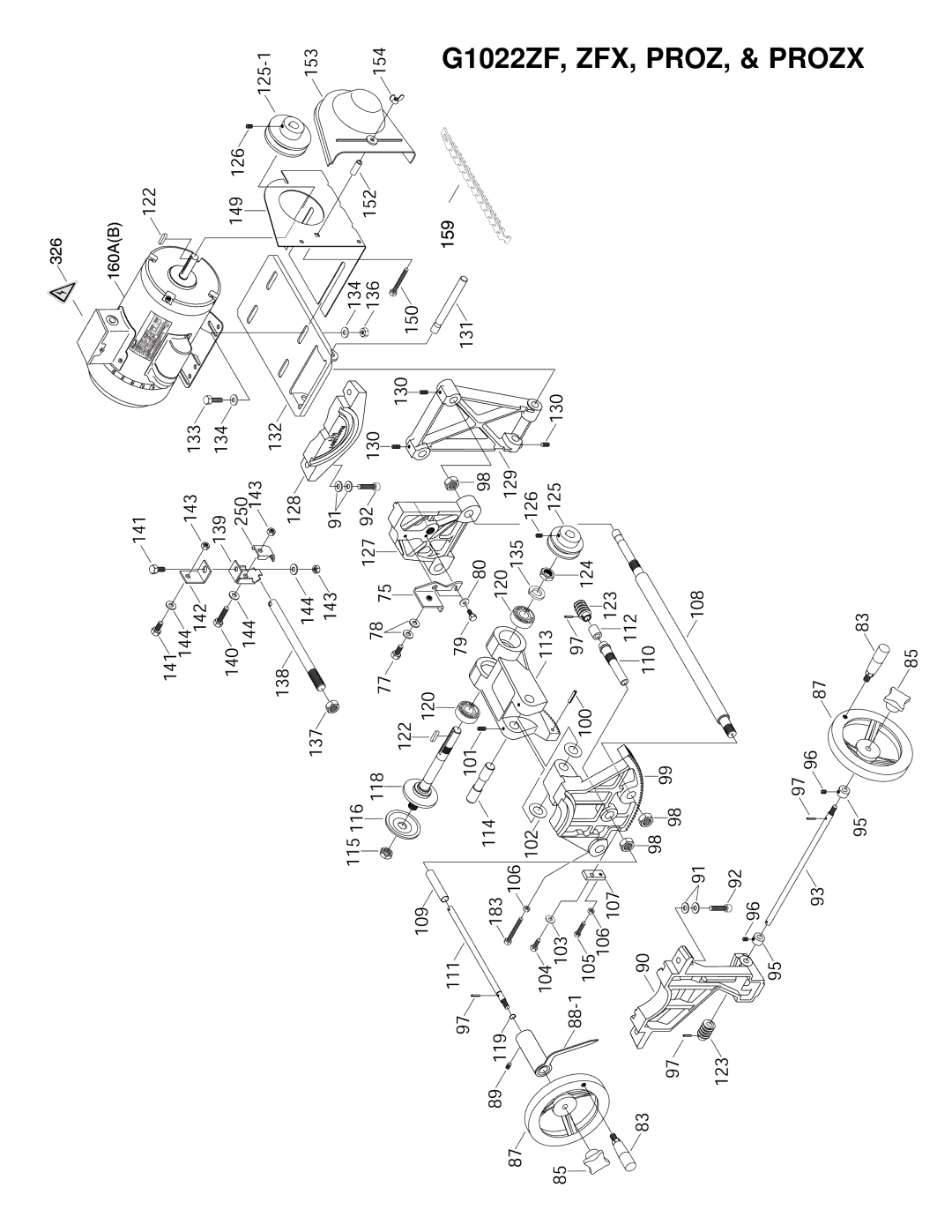 Grizzly & G1022PROZX instruction manual G1022ZF, ZFX, PROZ, & Prozx 