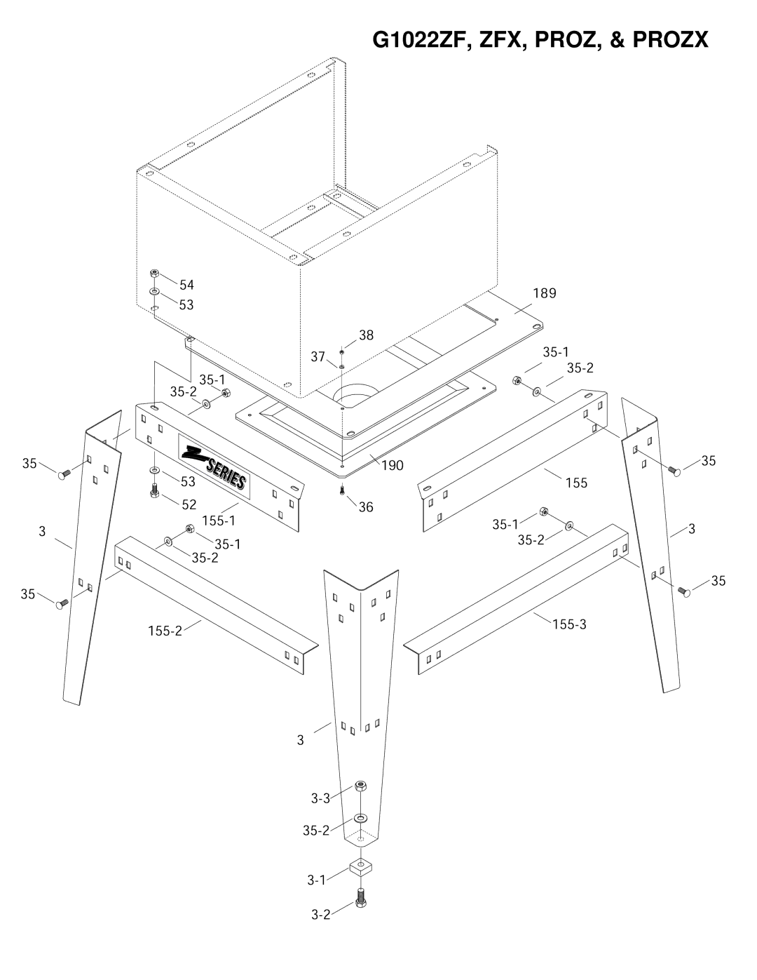 Grizzly & G1022PROZX instruction manual G1022ZF, ZFX, PROZ, & Prozx 