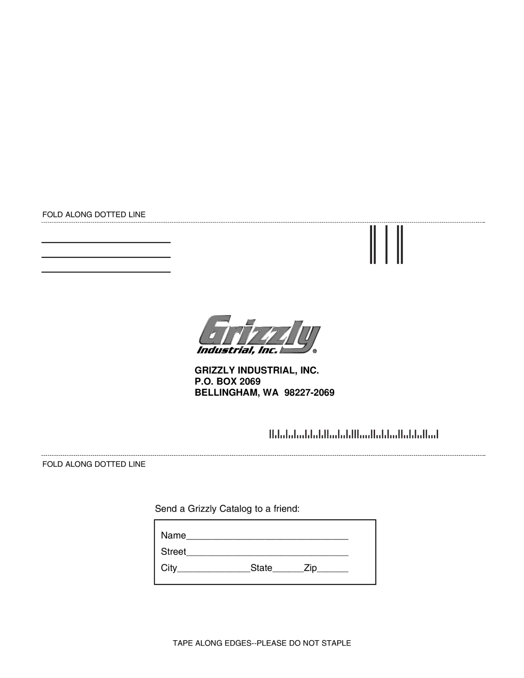 Grizzly & G1022PROZX instruction manual Grizzly INDUSTRIAL, INC. P.O. BOX 2069 BELLINGHAM, WA 