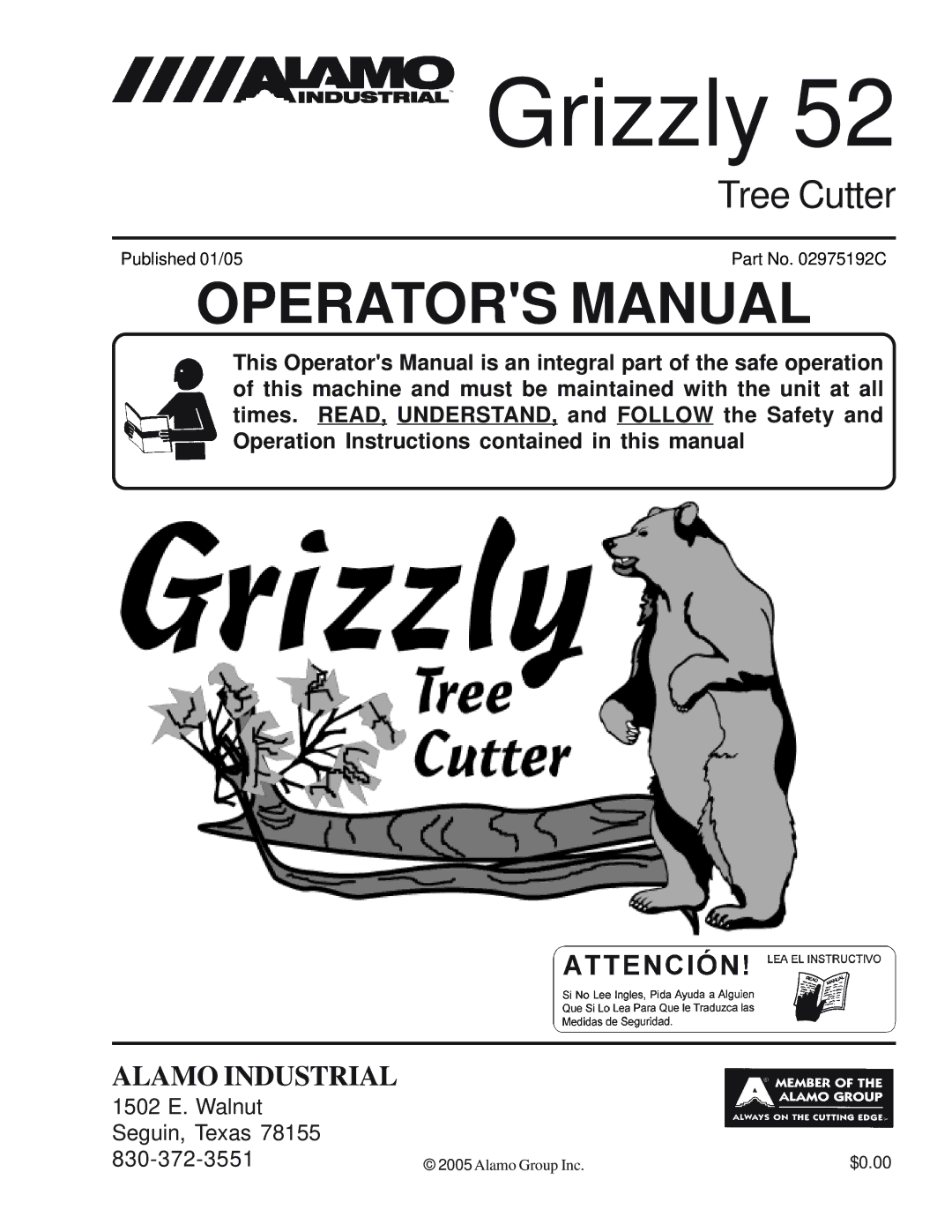 Grizzly 52 manual Grizzly 