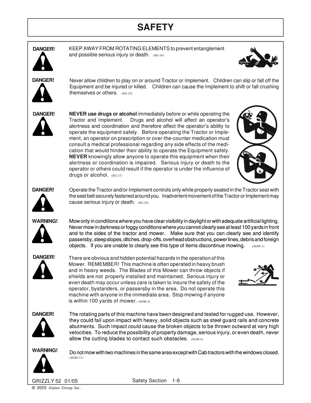 Grizzly 52 manual Safety 