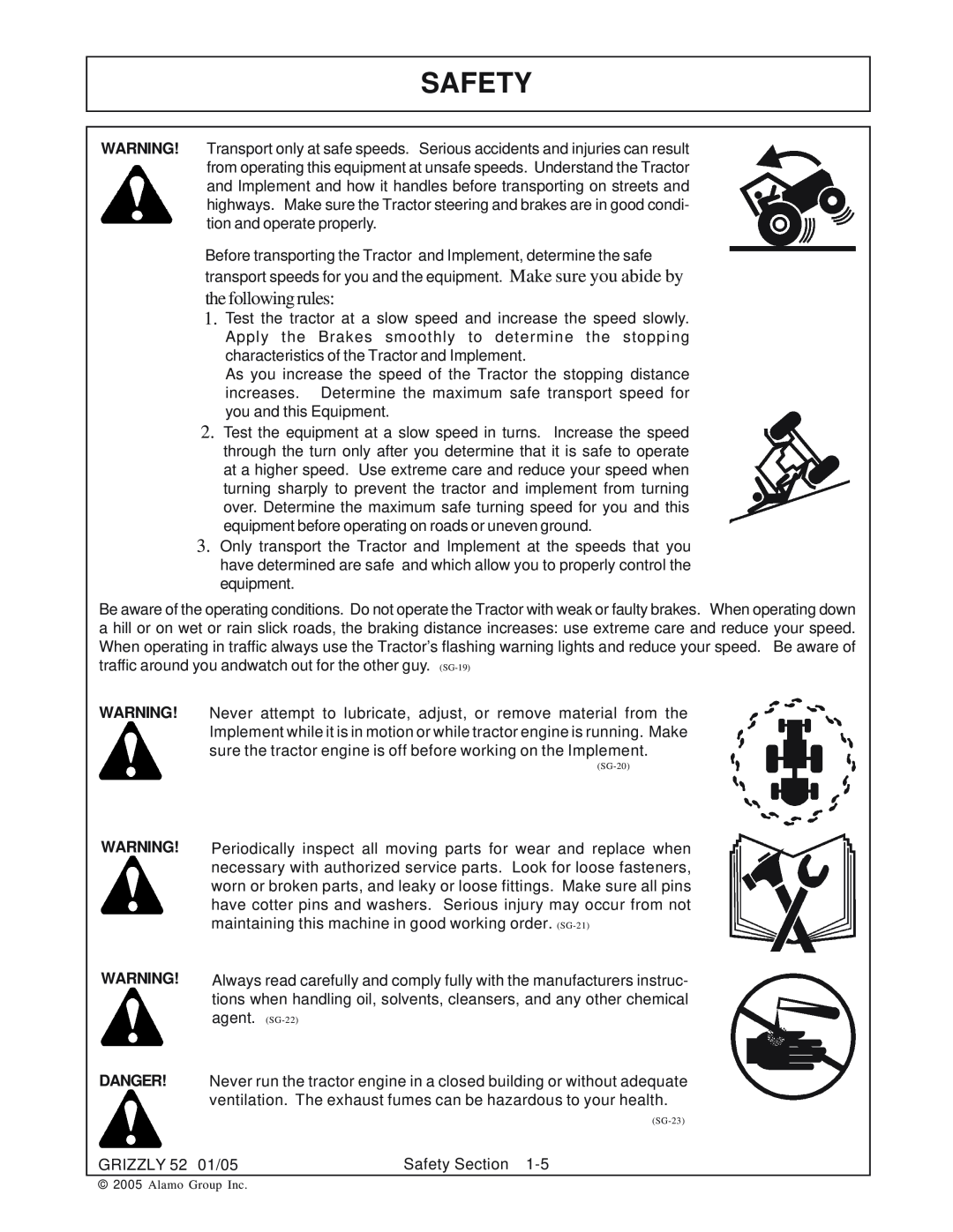 Grizzly 52 manual Safety, the following rules, Danger 