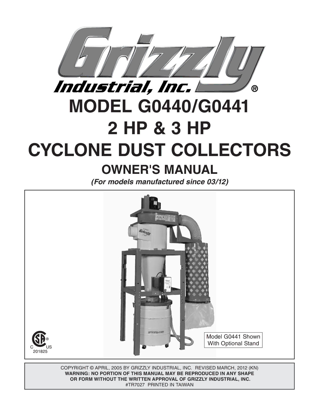 Grizzly G0440 owner manual Cyclone Dust Collectors, BdYZa%&Hdlc LiDeidcVaHiVcY 