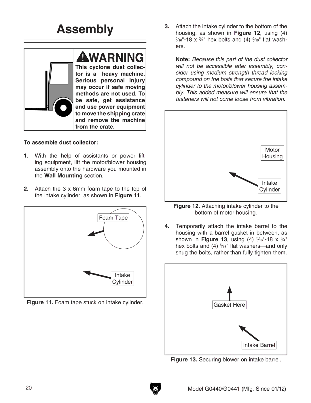 Grizzly G0440 owner manual Assembly, DVbIVeZ, Bdidg =djhc, Vh`Zi=ZgZ CiV`Z7VggZa 