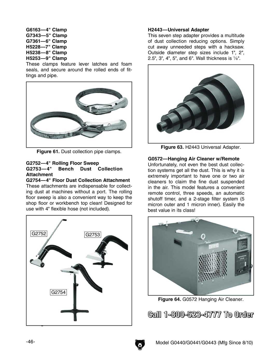 Grizzly G0443, G0440 owner manual JhiXdaaZXidceeZXaVbeh#, H2443-Universal Adapter 