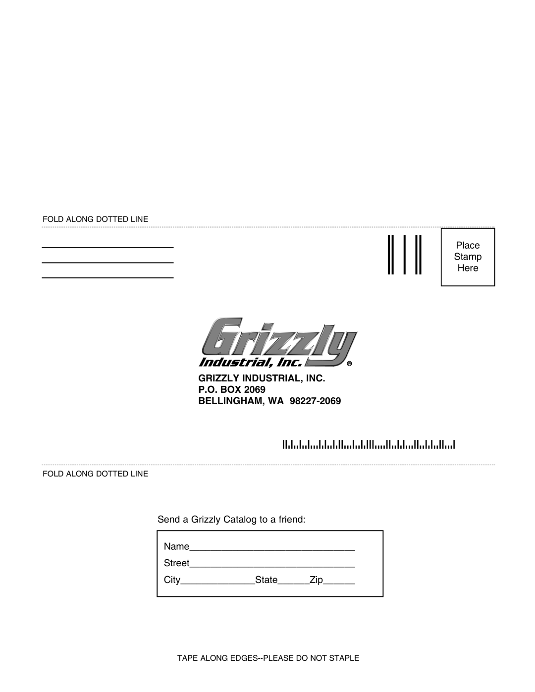 Grizzly G0444Z instruction manual Grizzly INDUSTRIAL, INC, Box Bellingham, Wa 