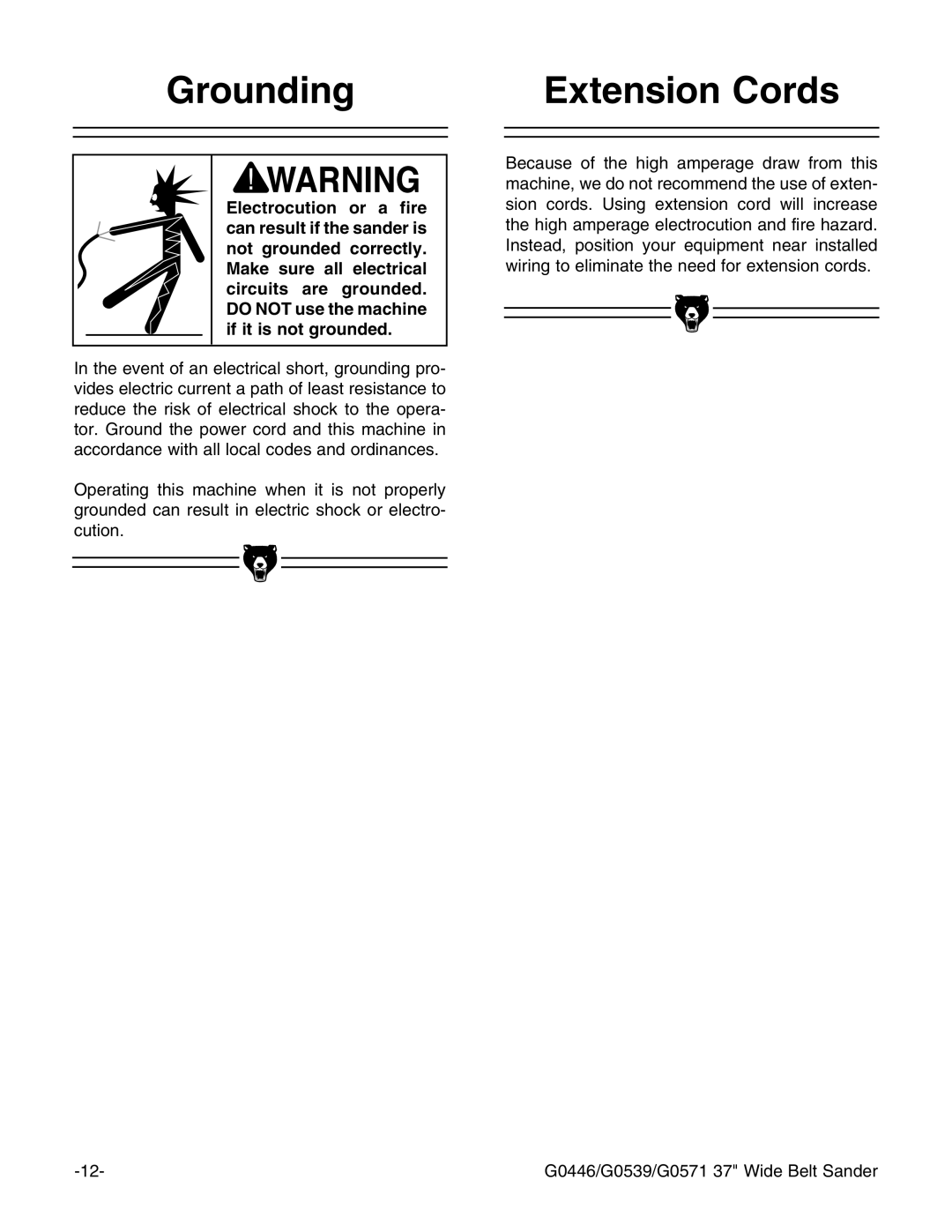 Grizzly G0446 manual Rounding, Xtensionn#Ords, If IT is NOTOGROUNDED 