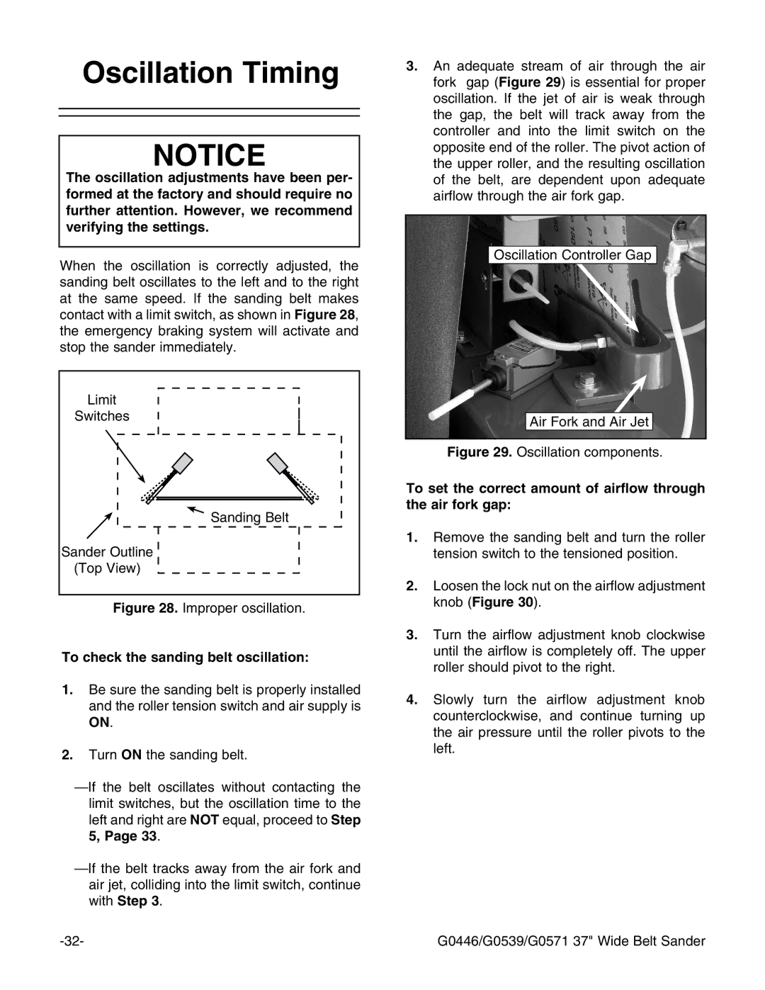 Grizzly G0446 manual Scillation 4IMING 