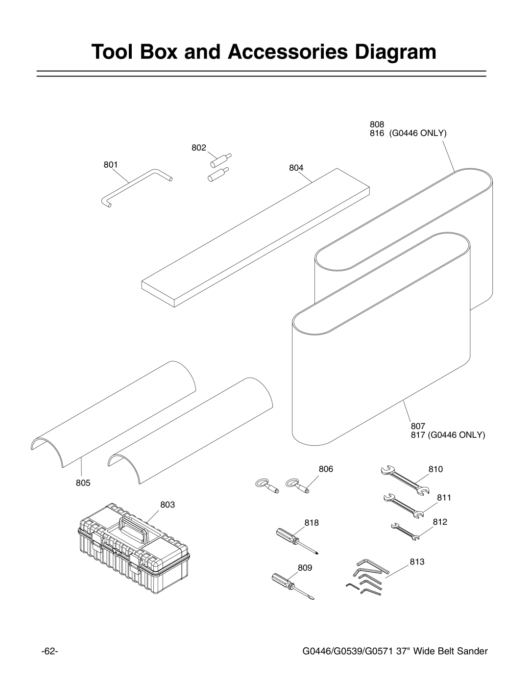 Grizzly G0446 manual 4OOL OX and !CCESSORIES $IAGRAM 