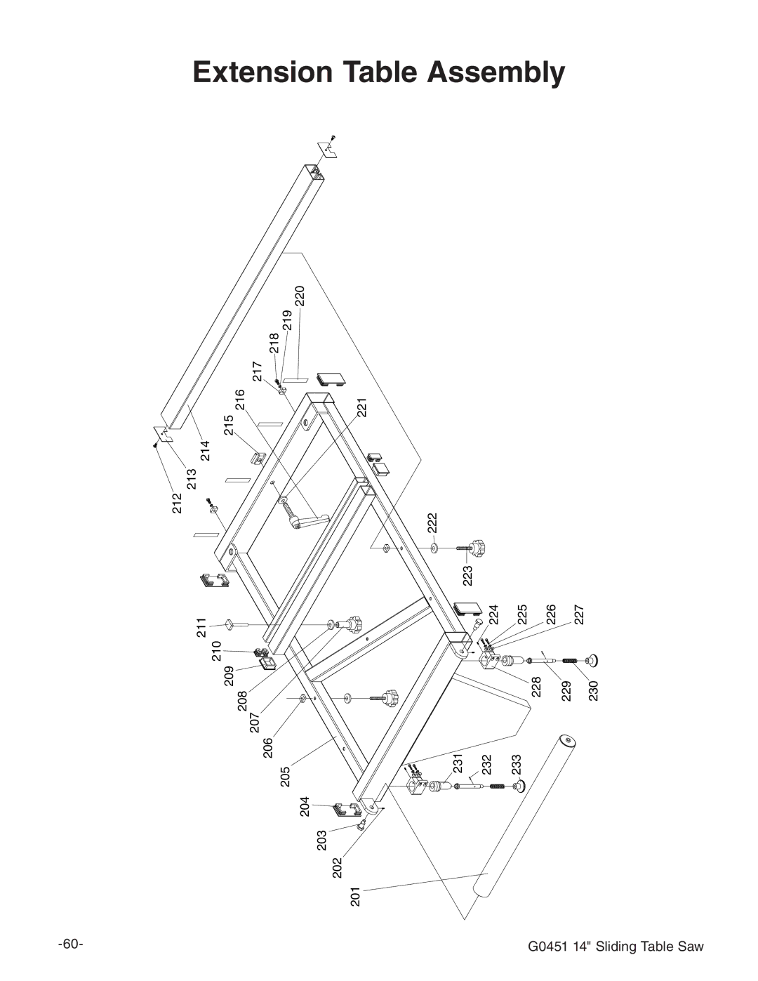 Grizzly G0451 instruction manual Extension Table Assembly 