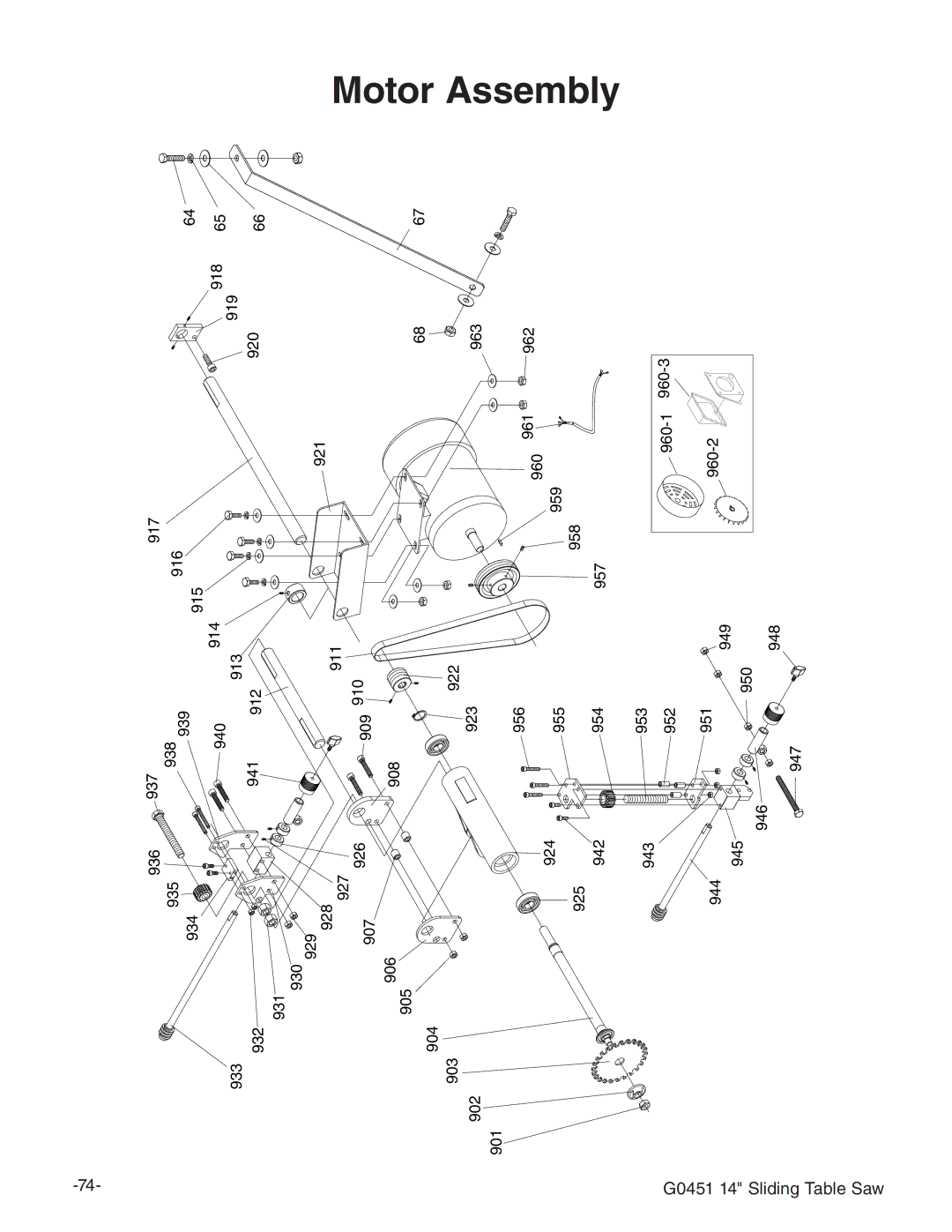 Grizzly G0451 instruction manual Motor Assembly 