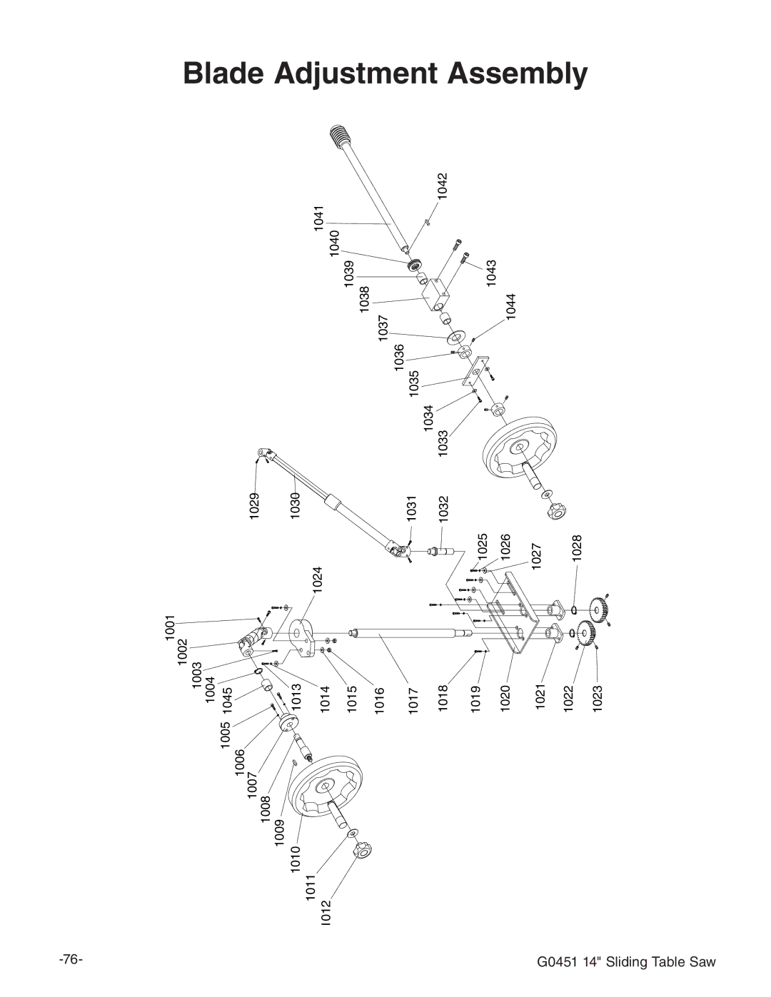 Grizzly G0451 instruction manual Blade Adjustment Assembly 