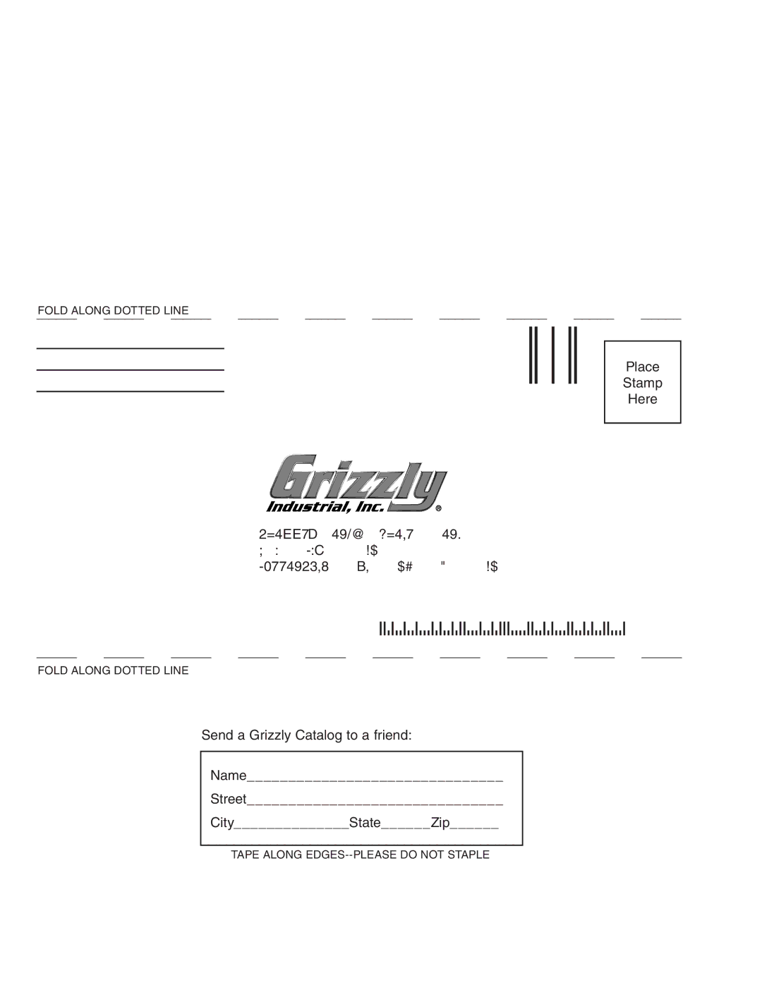 Grizzly G0454, G0453 owner manual Grizzly INDUSTRIAL, INC, Box Bellingham, Wa 