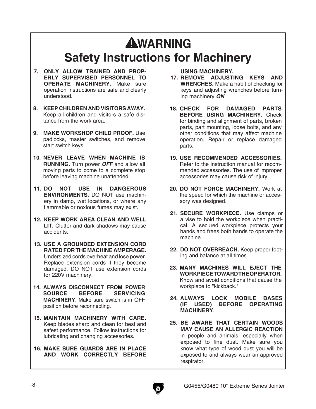 Grizzly G0455 manual  !,7!93 ,/#+ -/,% !3%33 & 53%$ % %&/2% /0%2!4. -!#.%29# 