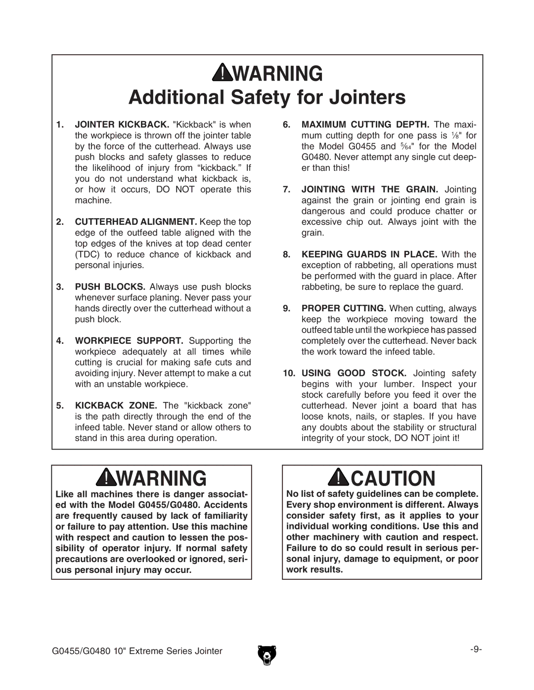 Grizzly G0455 manual Dditional 3AFETYYFORR*OINTERS 