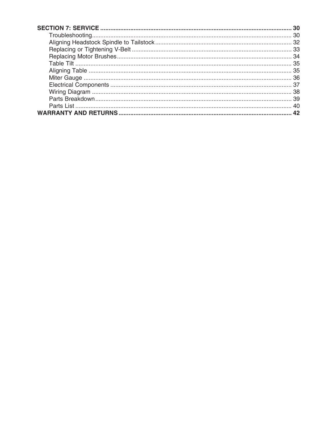 Grizzly G0456 owner manual Warranty and Returns 