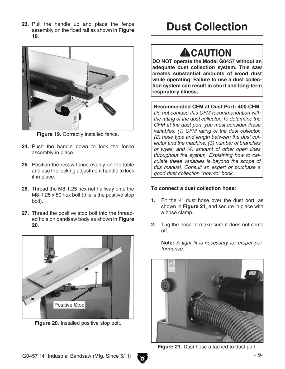 Grizzly G0457 owner manual Dust Collection, To connect a dust collection hose 