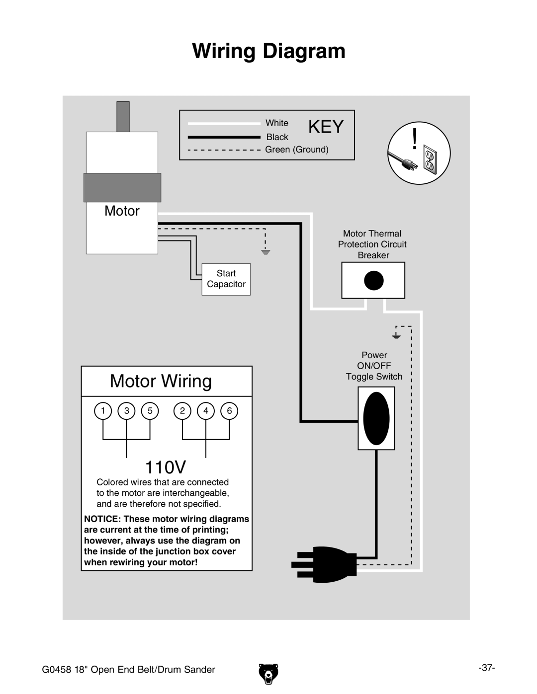 Grizzly G0458 instruction manual Wiring Diagram 