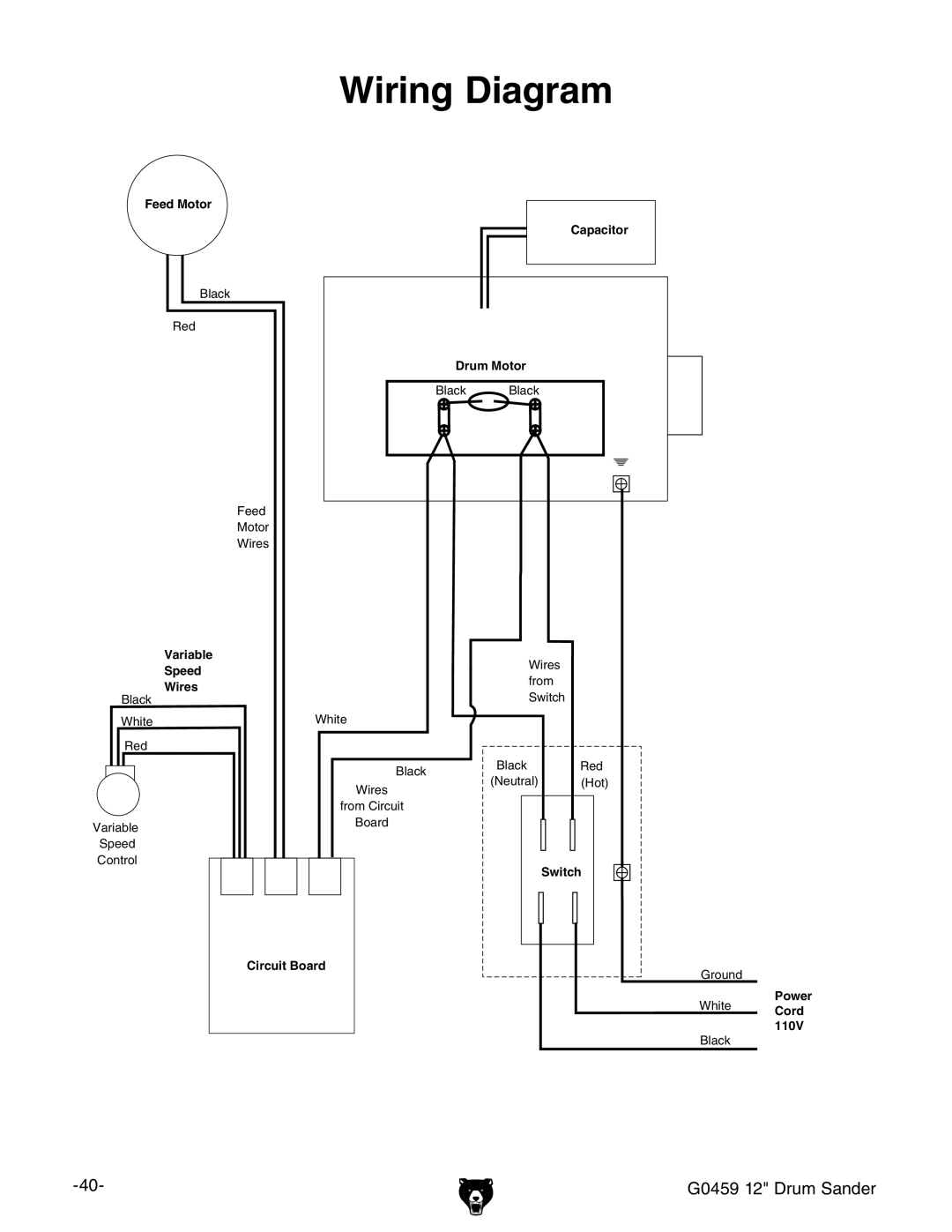 Grizzly G0459 owner manual Wiring Diagram 