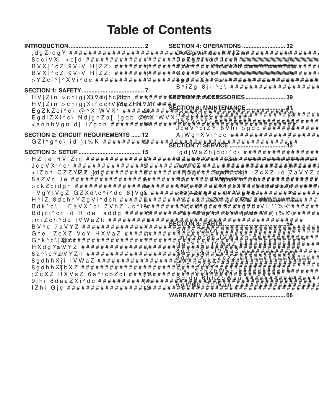 Grizzly G0461, G0460 owner manual Table of Contents 