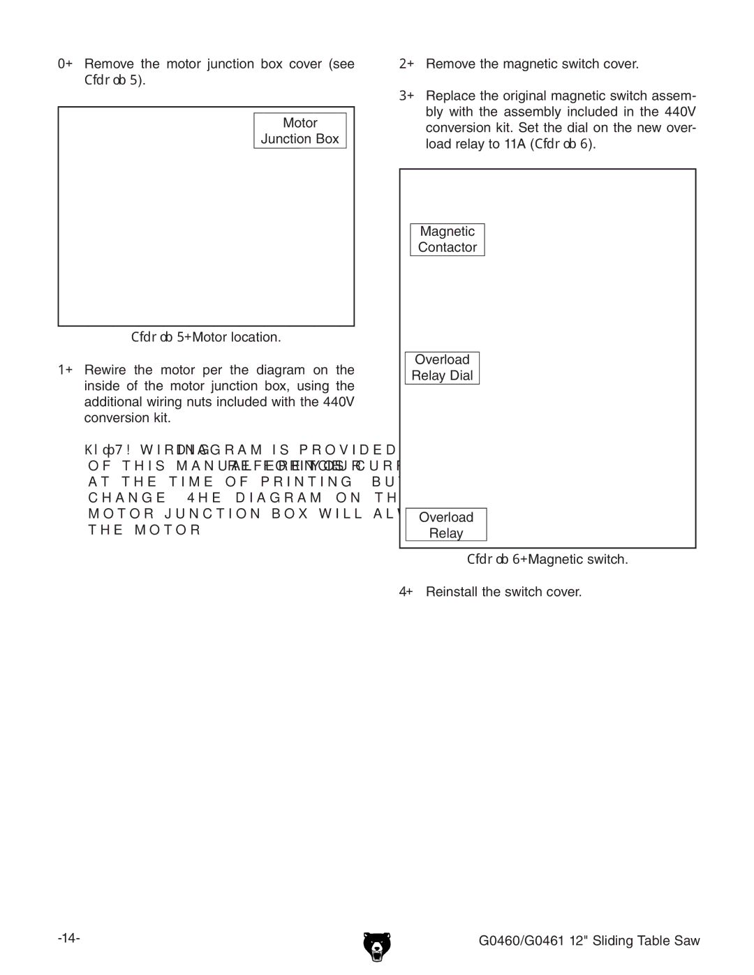 Grizzly G0460/G0461 owner manual Magnetic switch 