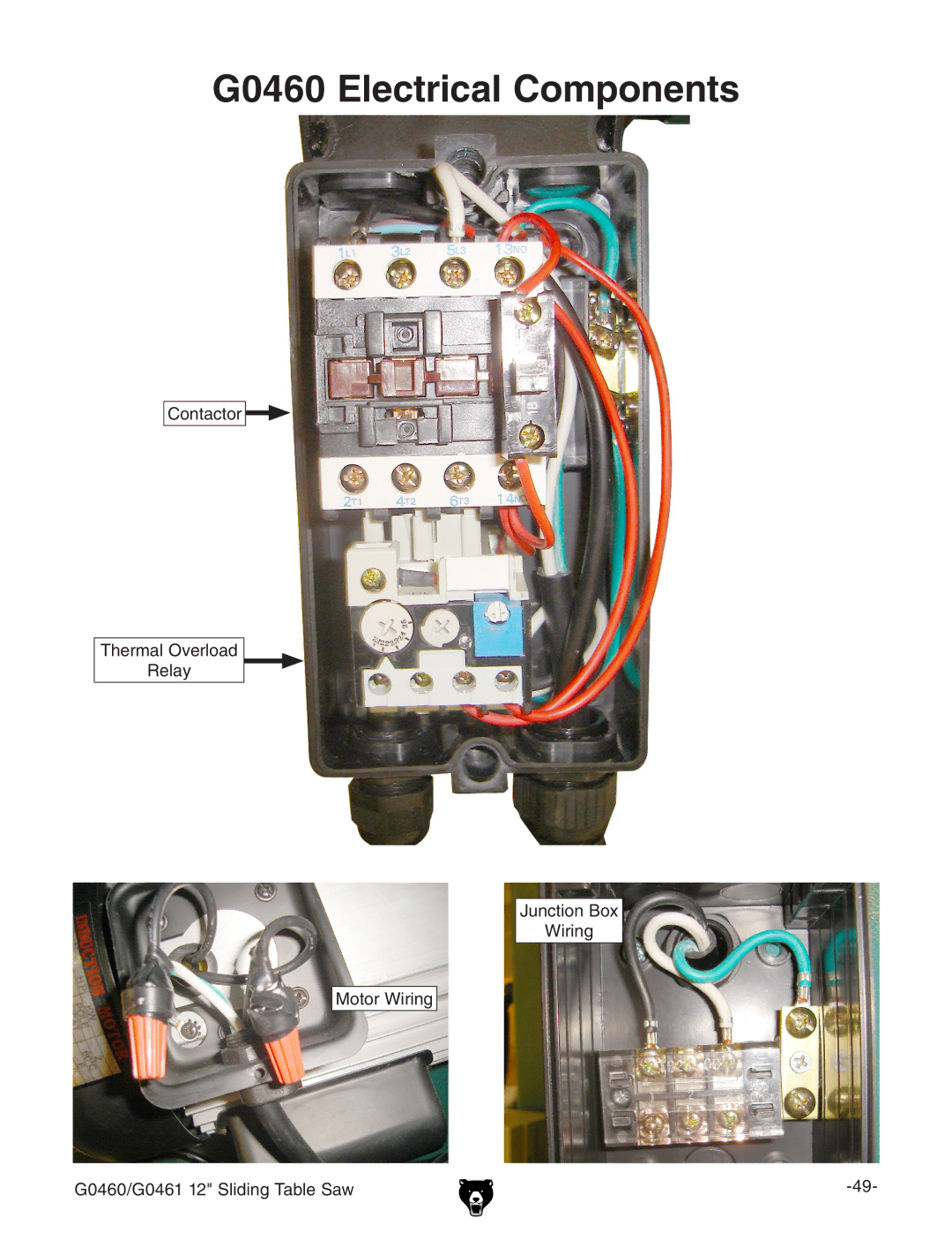 Grizzly G0460/G0461 owner manual G0460 Electrical Components 