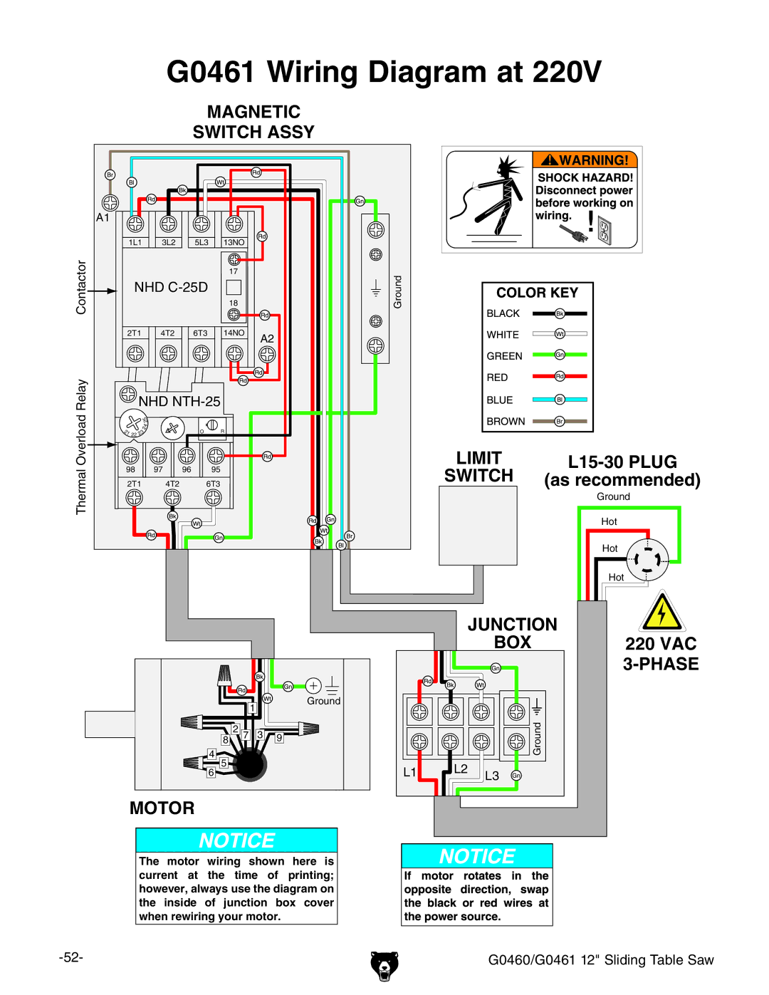 Grizzly G0460/G0461 owner manual G0461 Wiring Diagram at 