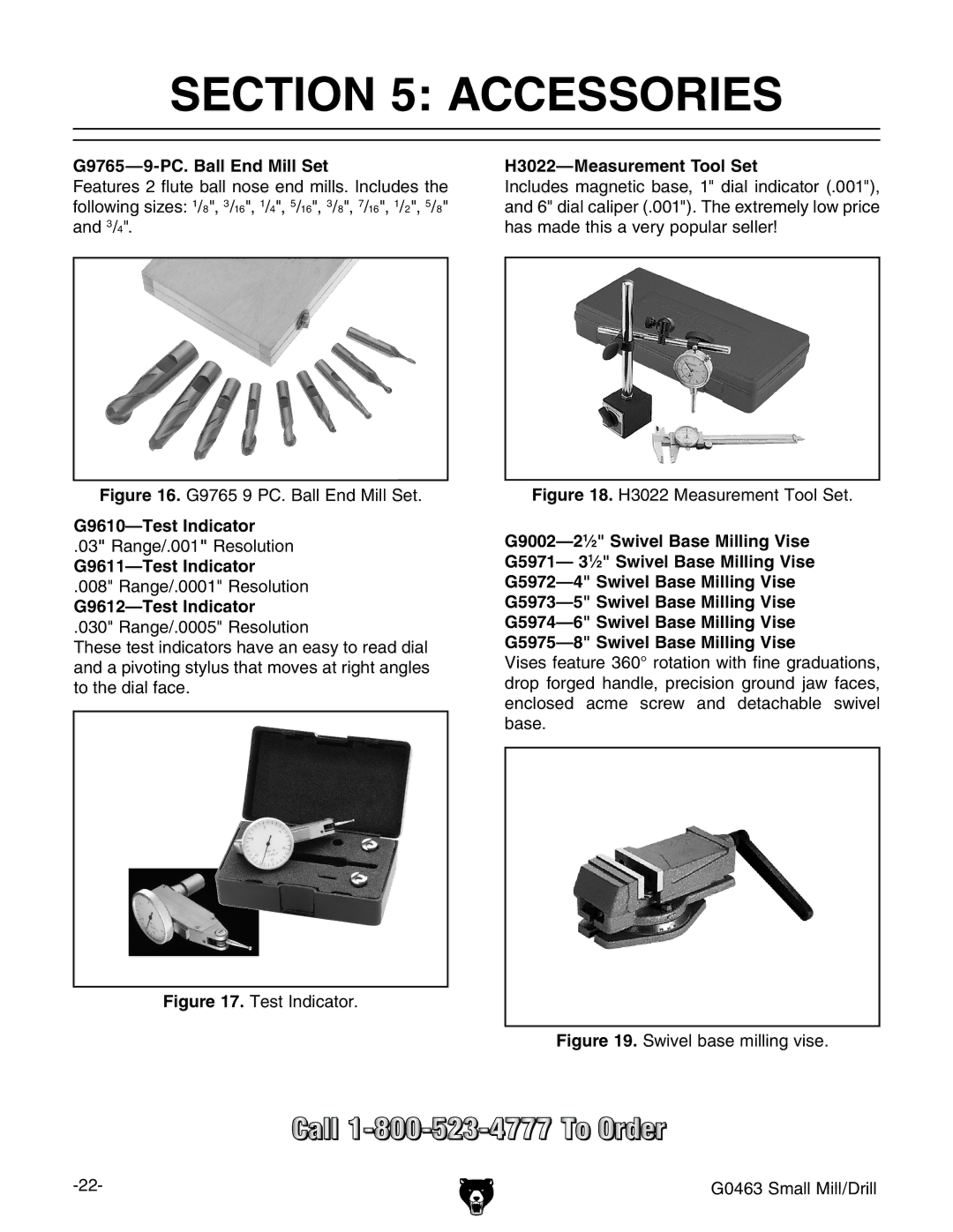 Grizzly G0463 owner manual Accessories 