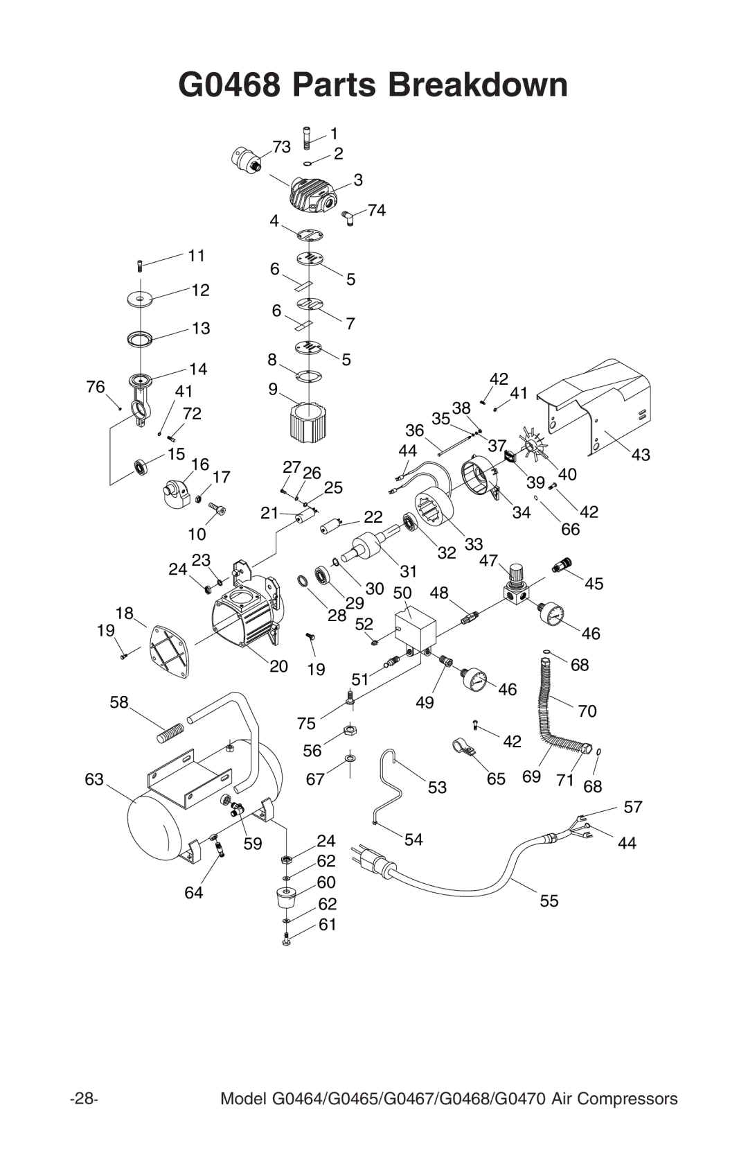 Grizzly G0464 instruction manual G0468 Parts Breakdown 