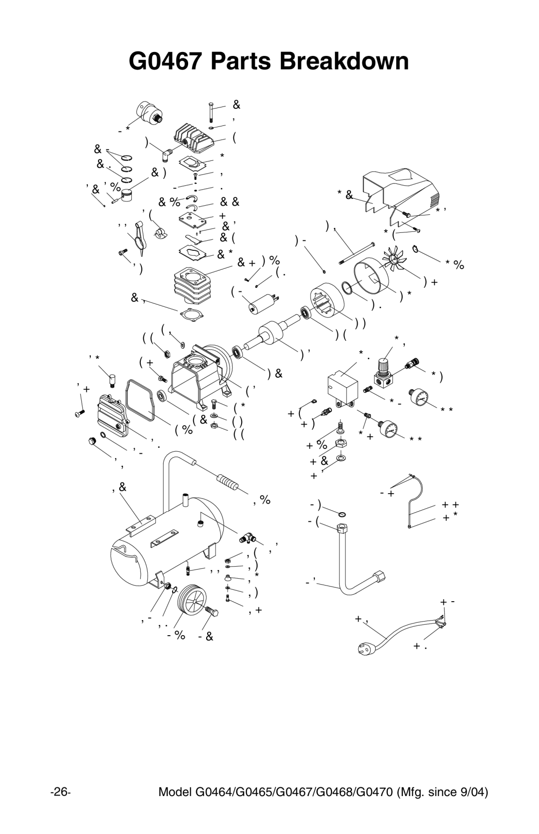 Grizzly G0470 instruction manual G0467 Parts Breakdown 