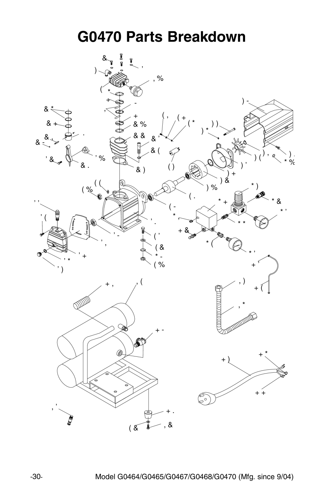 Grizzly instruction manual G0470 Parts Breakdown 