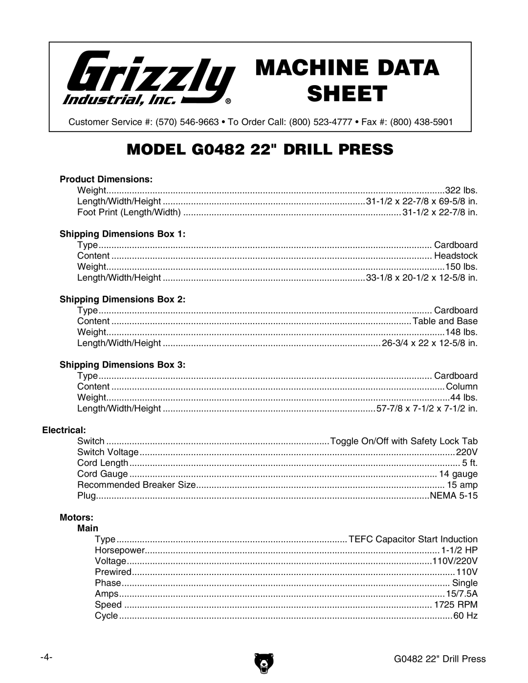 Grizzly G0482 manual #.%$!4!! 3%%4, 9gaaEgZhh 