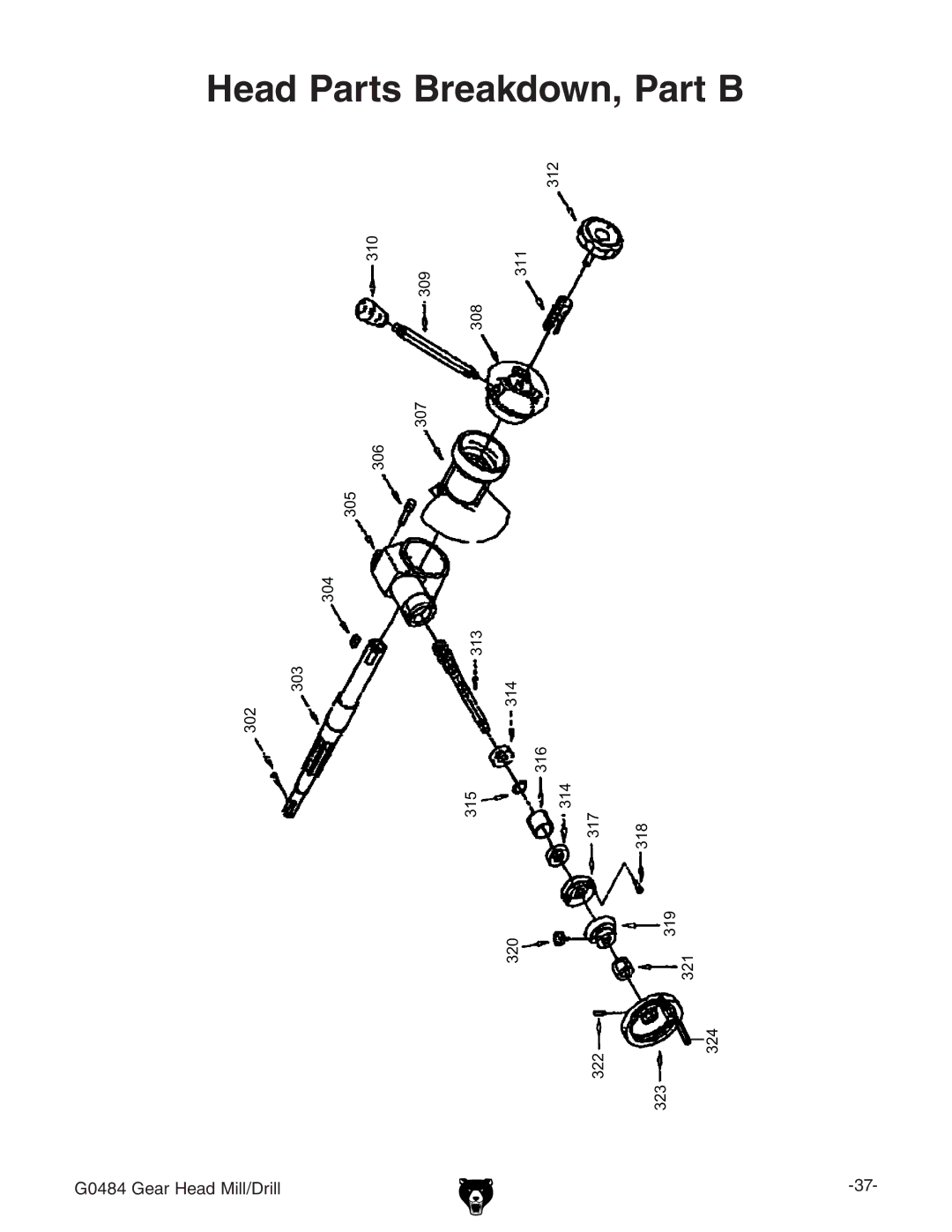 Grizzly G0484 owner manual Head Parts Breakdown, Part B 