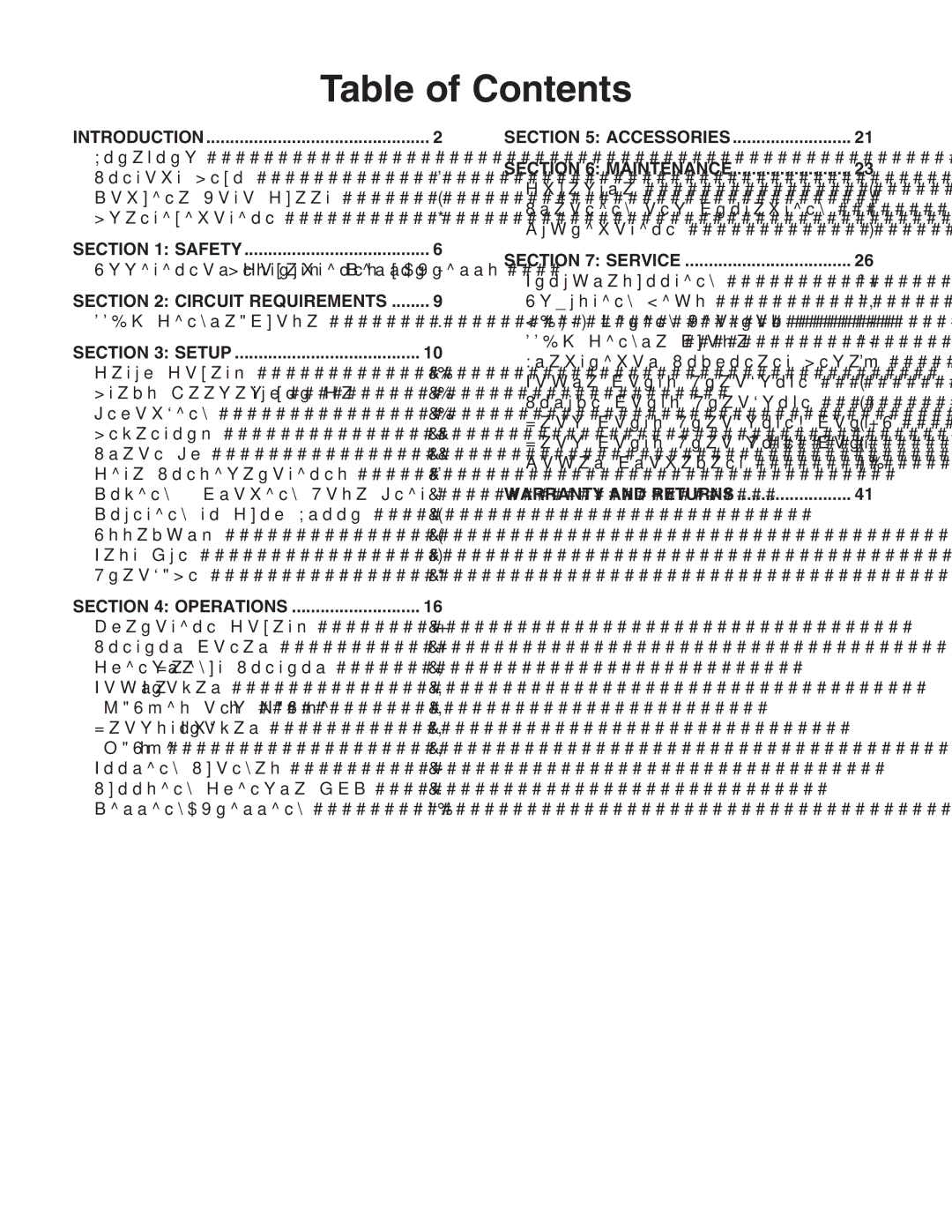 Grizzly G0484 owner manual Table of Contents 