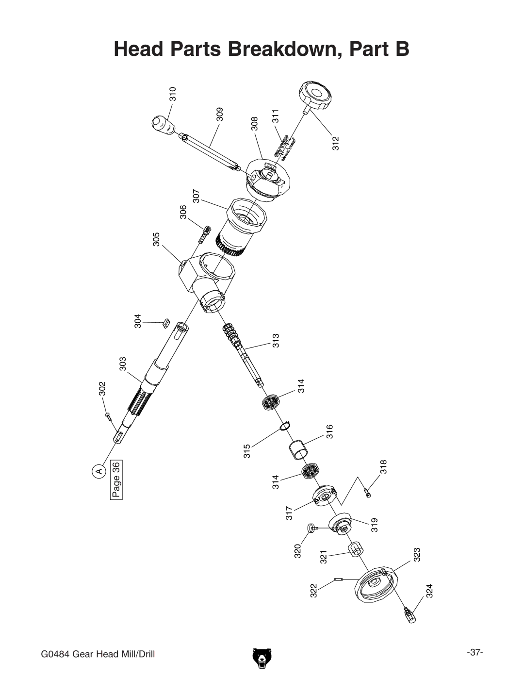 Grizzly G0484 owner manual Head Parts Breakdown, Part B 