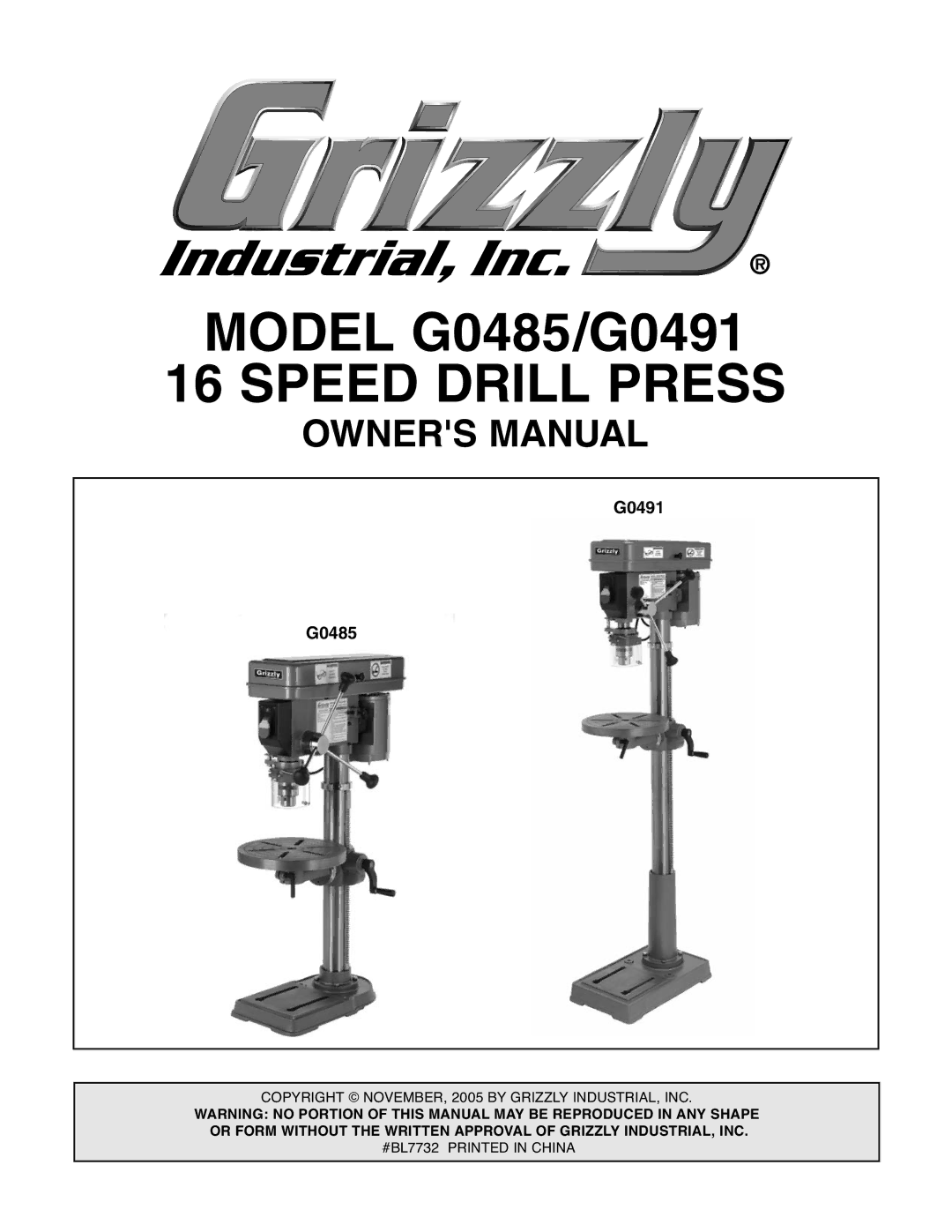 Grizzly G0485 manual $%,$  30%%$%$2,,02%33,   