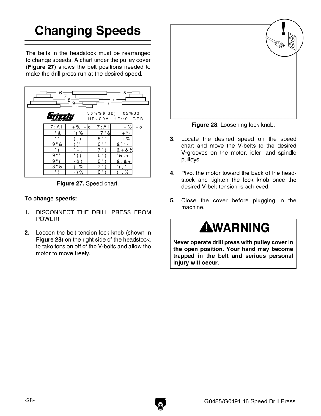 Grizzly G0485 manual #HANGING 3PEEDS, Igure HeZZYXVgi#, 4O Change SPEEDS, Igure AddhZcc\adX``cdW# 