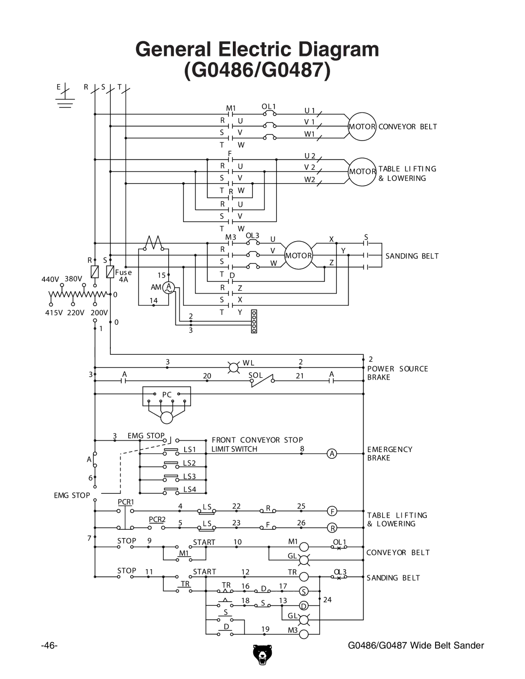 Grizzly owner manual General Electric Diagram G0486/G0487 