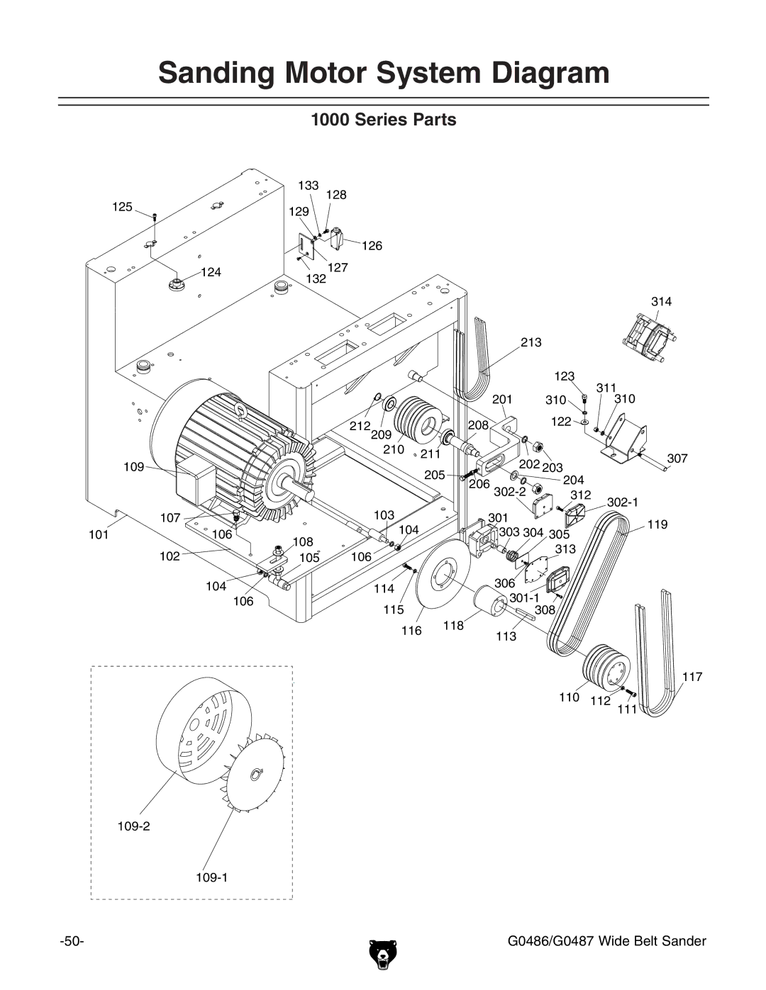 Grizzly G0486/G0487 owner manual Sanding Motor System Diagram 