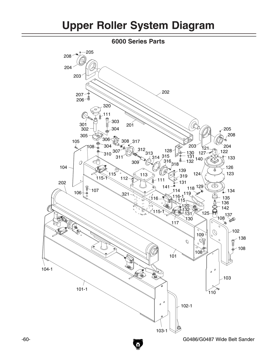 Grizzly G0486/G0487 owner manual Upper Roller System Diagram 