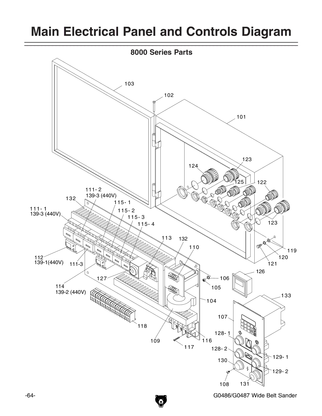 Grizzly G0486/G0487 owner manual Main Electrical Panel and Controls Diagram 