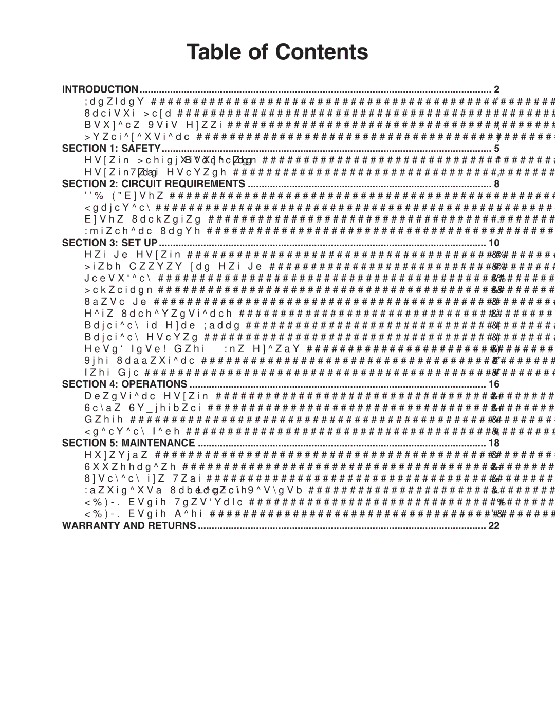 Grizzly G0489 owner manual Table of Contents 