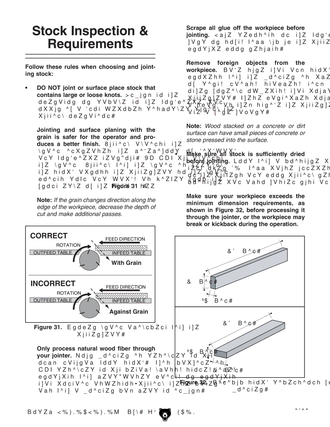 Grizzly G0490 owner manual Stock Inspection Requirements, Follow these rules when choosing and joint- ing stock 