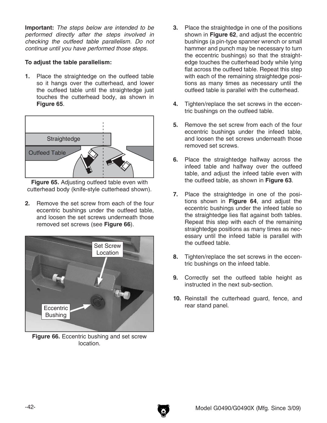 Grizzly G0490 owner manual To adjust the table parallelism, HZiHXgZl AdXVidc XXZcigX 7jhc 