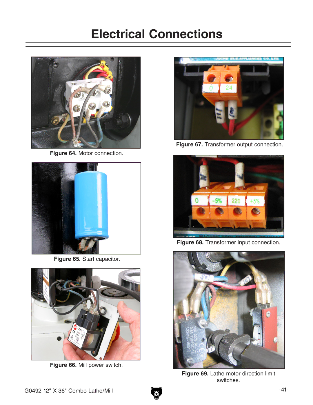 Grizzly G0492 owner manual Motor connection 